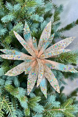 Ветвь-цветок Кариота бирюзовая 30 см., 1 шт., Christmas DeLuxe (86735) 