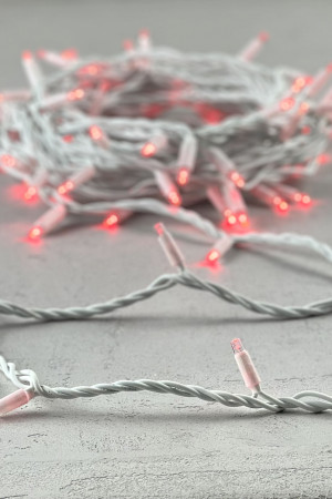 Светодиодная гирлянда с колпачком 75 красных LED ламп 10 м., 24В., белый каучуковый провод, IP65,  LTC (LL75-8-1R)