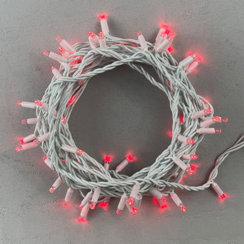 Светодиодная гирлянда с колпачком 75 красных LED ламп 10 м., 24В., белый каучуковый провод, IP65,  LTC (LL75-8-1R)