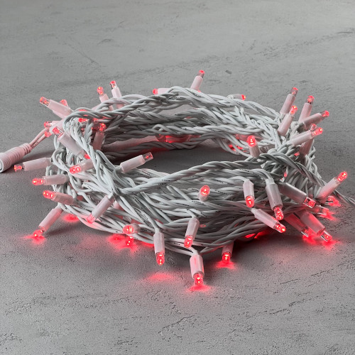 Светодиодная гирлянда с колпачком 75 красных LED ламп 10 м., 24В., белый каучуковый провод, IP65,  LTC (LL75-8-1R)