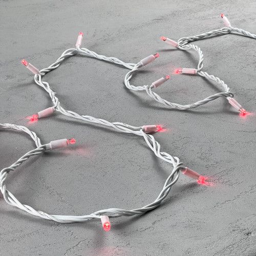 Светодиодная гирлянда с колпачком 75 красных LED ламп 10 м., 24В., белый каучуковый провод, IP65,  LTC (LL75-8-1R)