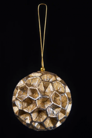 Винтажный шар Сокровища Посейдона - Губка, 13 см., золото/серебро, 1 шт., Christmas DeLuxe (89038)