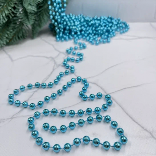 Пластиковые бусы Бисер 8 мм.*10 м., бирюзовый, Christmas DeLuxe (89750)