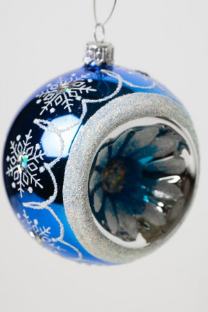 С2250/2 Стеклянный шар Прелесть 85 мм., синий, Ёлочка