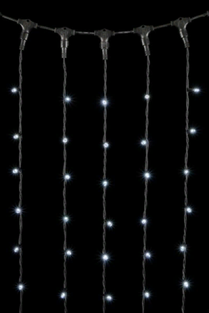 Светодиодный занавес с колпачком 1*6 м., 600 белых LED ламп, каучуковый черный провод, IP65, Beauty Led (LL601-1-2W)