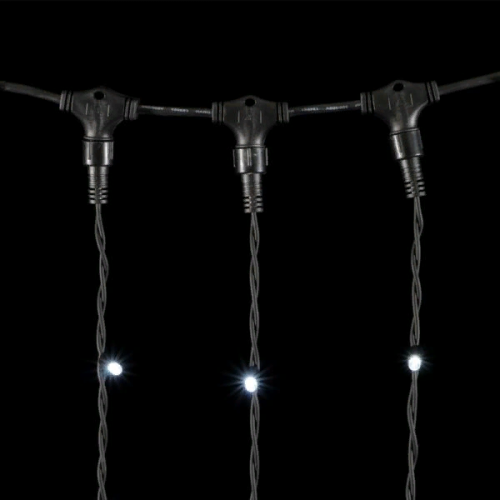 Светодиодный занавес с колпачком 1*6 м., 600 белых LED ламп, каучуковый черный провод, IP65, Beauty Led (LL601-1-2W)
