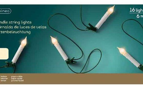 Светодиодная гирлянда в форме свечи 7.5 м., 220 V., 16 LED ламп, зеленый ПВХ, Kaemingk (490800)