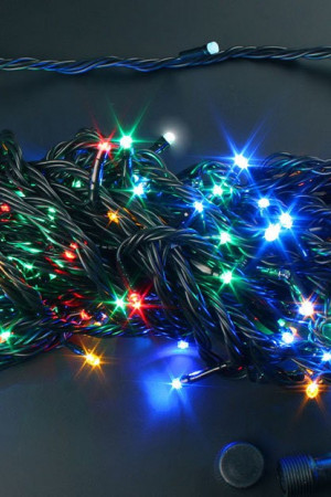 Светодиодная нить с контроллером 20 м., 220V, 200 разноцветных LED ламп, черный ПВХ провод, Rich LED (RL-T20C2-B/M)