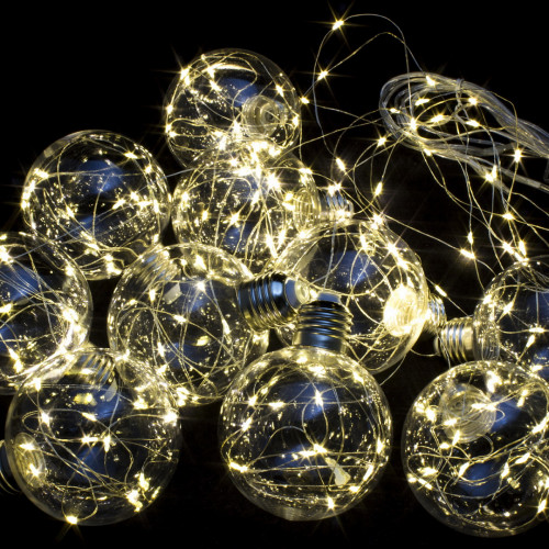 Светодиодная бахрома Шарики со светлячками 3*0,7 м., 10 теплых белых LED ламп, Winner (ww.02.4T.10L-8ball)