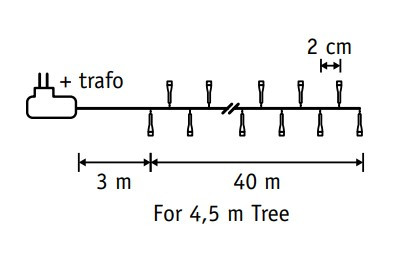 Светодиодная нить Snake Light 2000 теплых белых ламп, 40 м., 24В, 8 режимов, зеленый провод, для елки 260-300 см., Christmas DeLuxe (85744)