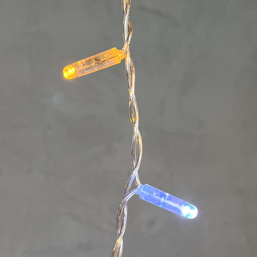 Светодиодная бахрома с колпачком 4,9 x 0,5 м желтая с мерцанием белого диода 220В, 200 LED, провод прозрачный ПВХ, IP65 (PIL200BLWCAP-10-2Y)