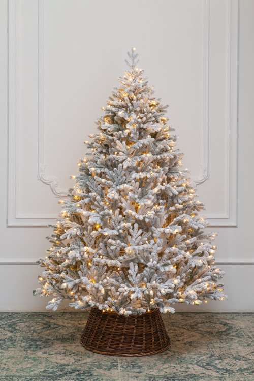 Искусственная елка Швейцарская заснеженная 180 см., 330 теплых-белых Led ламп, 100% литая хвоя, ЕлкиТорг (176180)