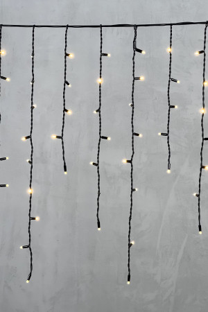 Светодиодная бахрома с колпачком 3,2*0,9 м., 168 теплых белых LED ламп, каучуковый черный провод, LTC (LL168-1-2WW)