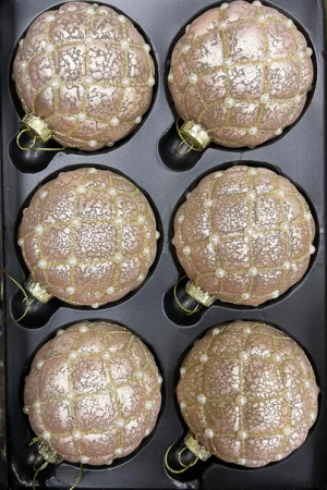 Набор стеклянных шаров Зефирное царство  80 мм., 6 шт., светло-розовый, Christmas DeLuxe (87211)