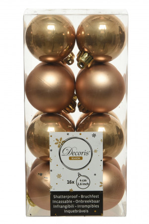 Набор пластиковых шаров Милена 40 мм., янтарный, 16 шт., Kaemingk (021751)