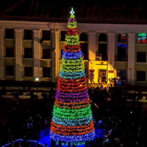 Уличная светодинамическая елка Евро-2 зеленая 25 м., каркасная, ПВХ, Green Trees (GT25EVPVCLED)