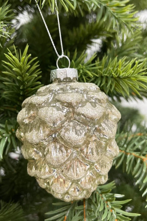Елочное украшение Шишка от белки 10 см., светло-бежевый, стекло, 1 шт., Christmas DeLuxe (88122/2)