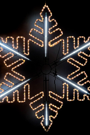 Светодиодная фигура Снежинка Black Edition 130 см., тепло белого свечения с динамикой белого диода 24В., IP54, LTC (LC-13135)