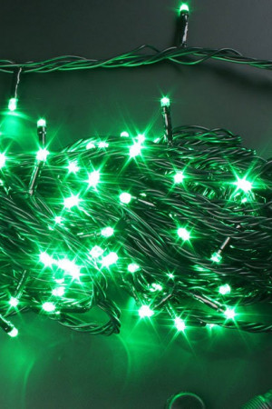 Светодиодная нить с контроллером 20 м., 220V, 200 зеленых LED ламп, черный ПВХ провод, Rich LED (RL-T20C2-B/G)