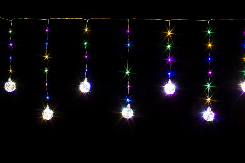 Светодиодная бахрома Шарики со светлячками 3*0,7 м., 10 разноцветных LED ламп, Winner (m.02.4T.10L-8ball)