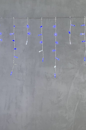  Светодиодная бахрома с колпачком 4,9 x 0,5 м синяя с мерцанием белого диода 220В, 200 LED, провод прозрачный ПВХ, IP65 (PIL200BLWCAP-10-2B)