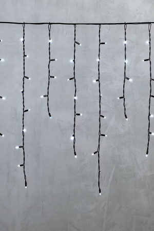 Светодиодная бахрома с колпачком 3,2*0,9 м., 168 белых LED ламп, каучуковый черный провод, LTC (LL168-1-2W)