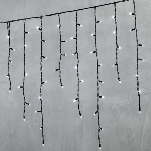 Светодиодная бахрома с колпачком 3,2*0,9 м., 168 белых LED ламп, каучуковый черный провод, LTC (LL168-1-2W)
