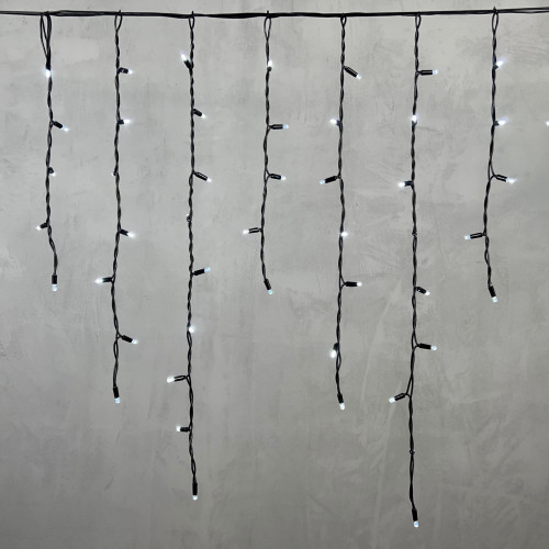 Светодиодная бахрома с колпачком 3,2*0,9 м., 168 белых LED ламп, каучуковый черный провод, LTC (LL168-1-2W)