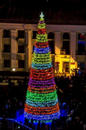 Уличная светодинамическая елка Евро-2 зеленая 24 м., каркасная, ПВХ, Green Trees (GT24EVPVCLED)