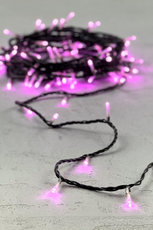 Светодиодная нить 100 розовых LED ламп, 10 м., 24В., черный провод ПВХ, Beauty Led (PST100-11-1P)