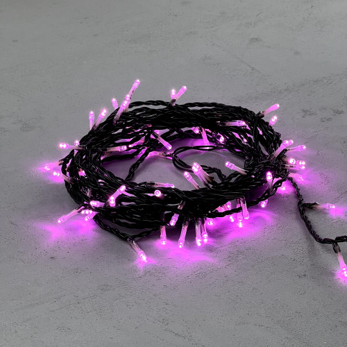 Светодиодная нить 100 розовых LED ламп, 10 м., 24В., черный провод ПВХ, Beauty Led (PST100-11-1P)