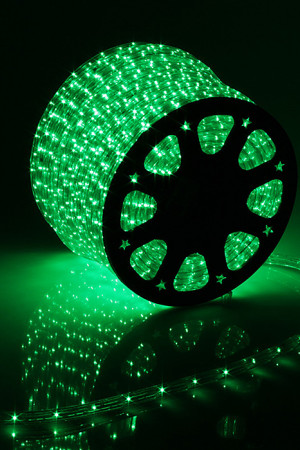 Светодиодный Дюралайт Ø13 мм., Зеленый 220В, 36 LED/м., Свечение 360°, IP65, Бухта 100 м., LTC (F3-H1-220V-G)