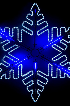 Светодиодная фигура Снежинка Black Edition 130 см., холодно белого свечения с динамикой синего диода 24В., IP54, LTC (LC-13136)