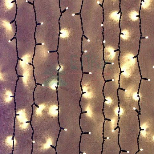 Светодиодный занавес Sealed 2*3 м., 220V., 600 теплых белых LED ламп, черный каучук, Beauty Led (LL602-1-2WW)