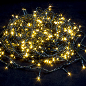 Светодиодная нить 26 м., 220V, 400 теплых белых LED ламп, контроллер, черный провод, Winner Light (ww.01.5B.400-)