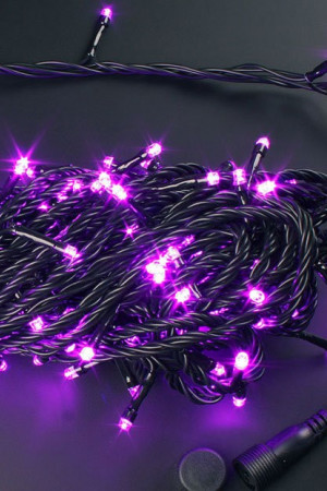 Светодиодная нить с контроллером 20 м., 220V, 200 розовых LED ламп, черный ПВХ провод, Rich LED (RL-T20C2-B/P)