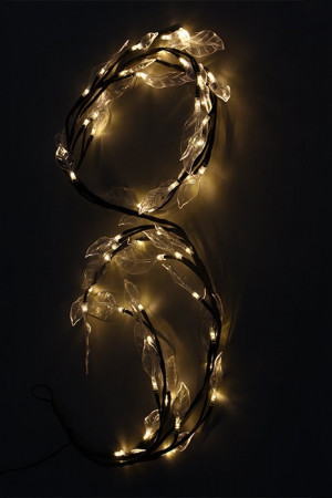 Светодиодная флористика Ветка с листьями 1.8 м., 220V, 48 теплых белых LED ламп, коричневый провод, Beauty Led (LC176L-B048K-295)