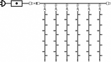 Светодиодный занавес с мерцающим диодом 2*2 м., 280 холодных белых LED ламп, белый провод, Winner Light (w.03.6W.280+)