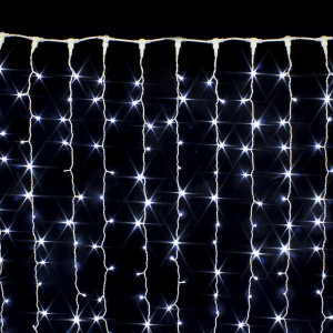 Светодиодный занавес с мерцающим диодом 2*2 м., 280 холодных белых LED ламп, белый провод, Winner Light (w.03.6W.280+)