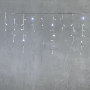  Светодиодная бахрома с колпачком 3,1*0,5 м., 120 холодных белых LED ламп, мерцание, прозрачный провод ПВХ, IP65, LTC (PIL120BLWCAP-10-2W)