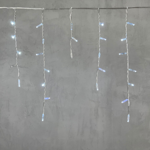  Светодиодная бахрома с колпачком 3,1*0,5 м., 120 холодных белых LED ламп, мерцание, прозрачный провод ПВХ, IP65, LTC (PIL120BLWCAP-10-2W)