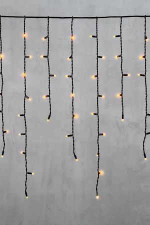 Светодиодная бахрома с колпачком 3,2*0,9 м., 168 желтых LED ламп, каучуковый черный провод, LTC (LL168-1-2Y)