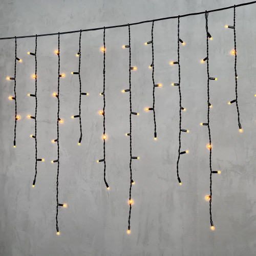 Светодиодная бахрома с колпачком 3,2*0,9 м., 168 желтых LED ламп, каучуковый черный провод, LTC (LL168-1-2Y)