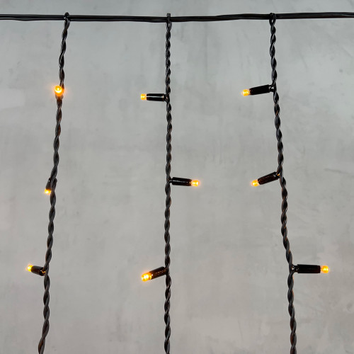 Светодиодная бахрома с колпачком 3,2*0,9 м., 168 желтых LED ламп, каучуковый черный провод, LTC (LL168-1-2Y)