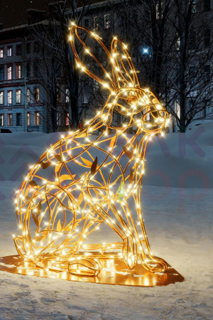 Светодиодная фигура Заяц золотой Premium 0,9 м., Conso (OL323)