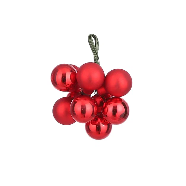 Гроздь стеклянных шаров Ягодный хоровод 2 см., 10 шт., красный,  Christmas DeLuxe (86374)