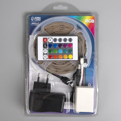 Комплект светодиодной ленты Luazon Lighting 5 м., IP65, SMD2835, 54 LED/м., 12 В, RGB, Luazon Lighting (7769058)