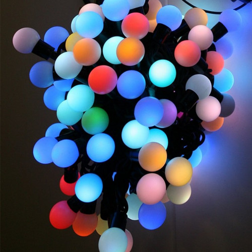 Светодиодная гирлянда шарики Fiesta, 10 м., 100 RGB LED ламп 23 мм, черный каучук, LTC (RGB BB100-2-2RGB)