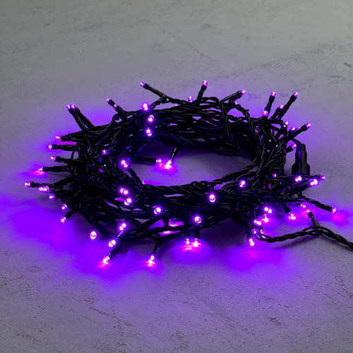 Светодиодная нить 100 пурпурных LED ламп, 10 м., 24В., черный провод ПВХ, Beauty Led (PST100-11-1PU)