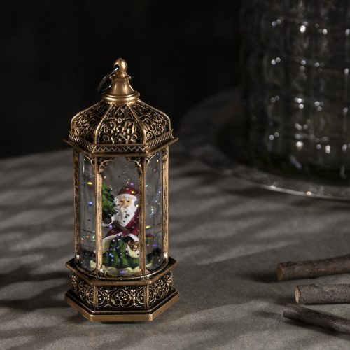 Светодиодная фигура Дед Мороз в ротонде 6.3×14×6.3 см., пластик, блёстки, батарейки AG13х3, Luazon Lighting (5104341)